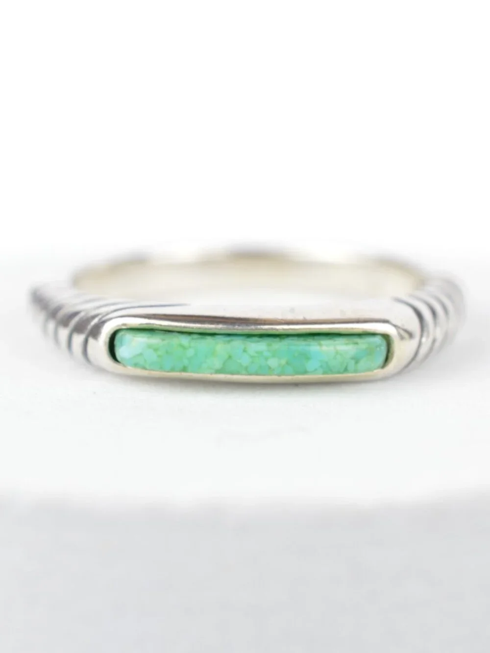 Carolyn Pollack Relios Sterling Silver Turquoise Inlay Stacker Band Ring Size 6